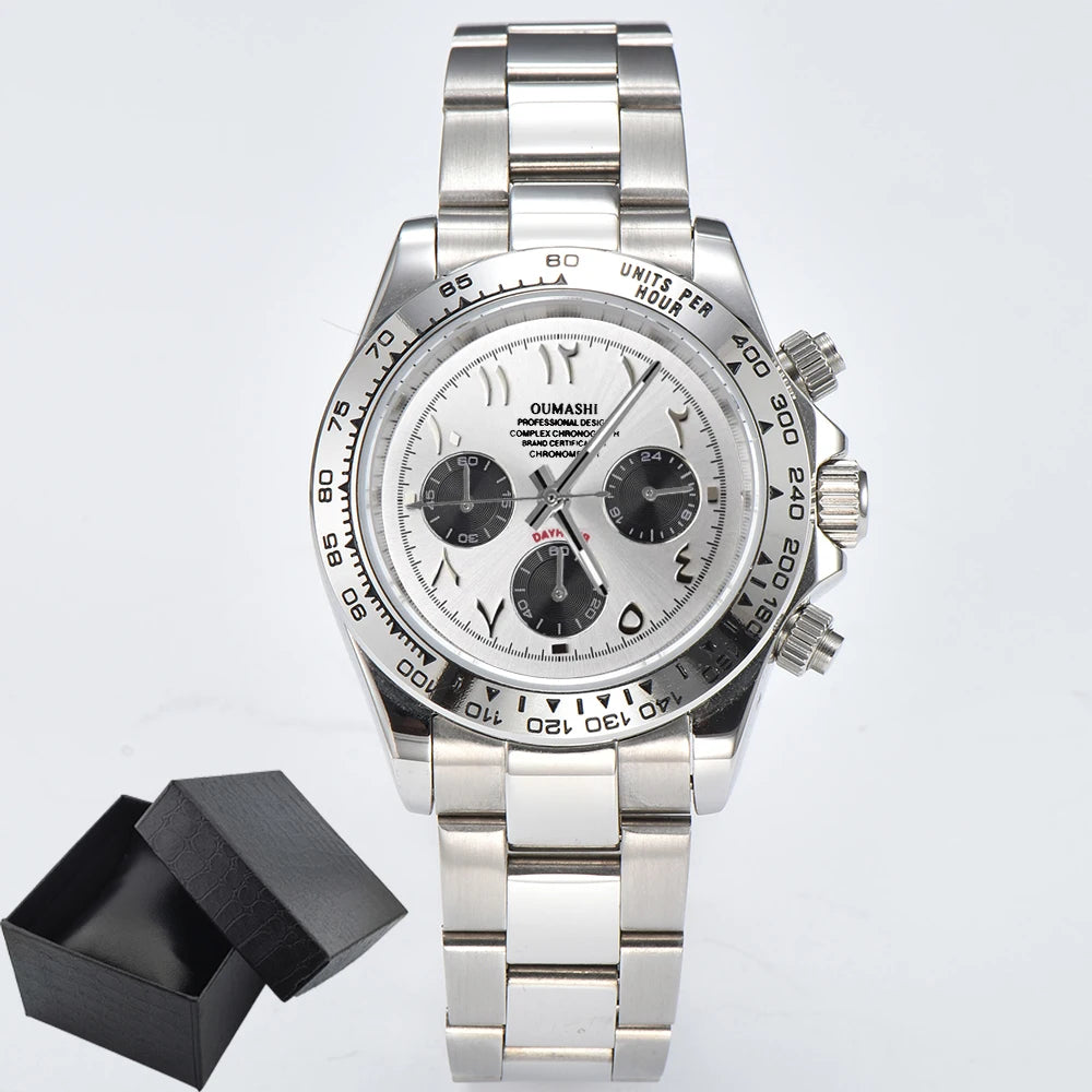 39.3mm VK63 Men's watch Arabian Dial customized Men's watch Luxury Quartz watch man VK63 Sport Chronograph Sapphire Glass watch