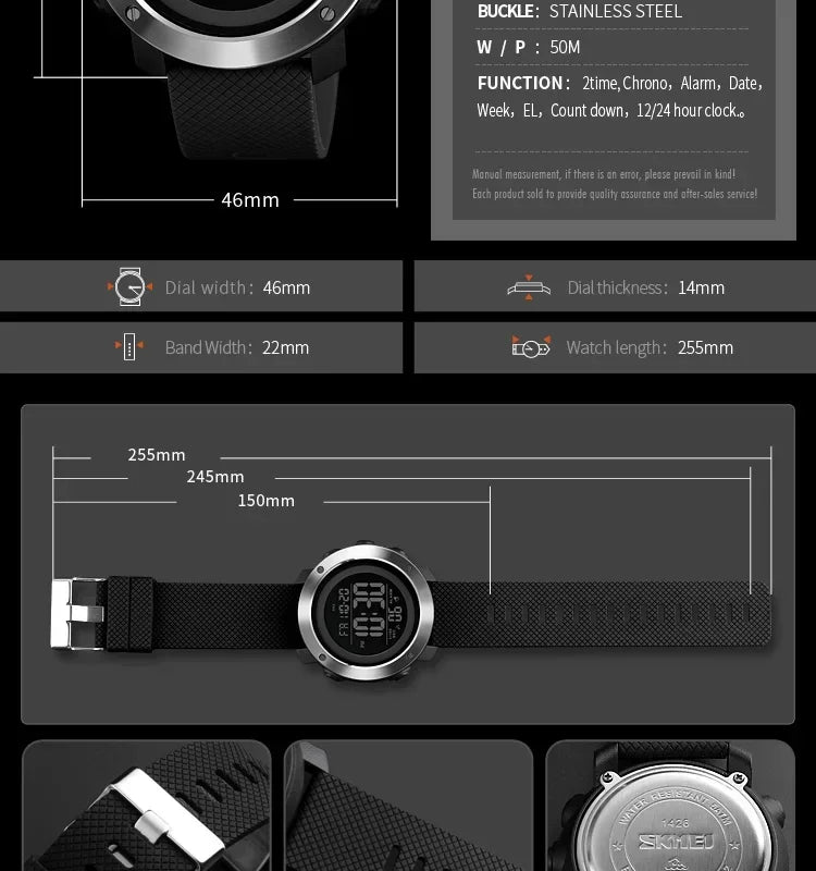 SKMEI 1426 Montre Men Alarm Clock Fashion Digital Watch Relogio Masculino Sport Watch Men Luxury Brand 5Bar Waterproof Watches
