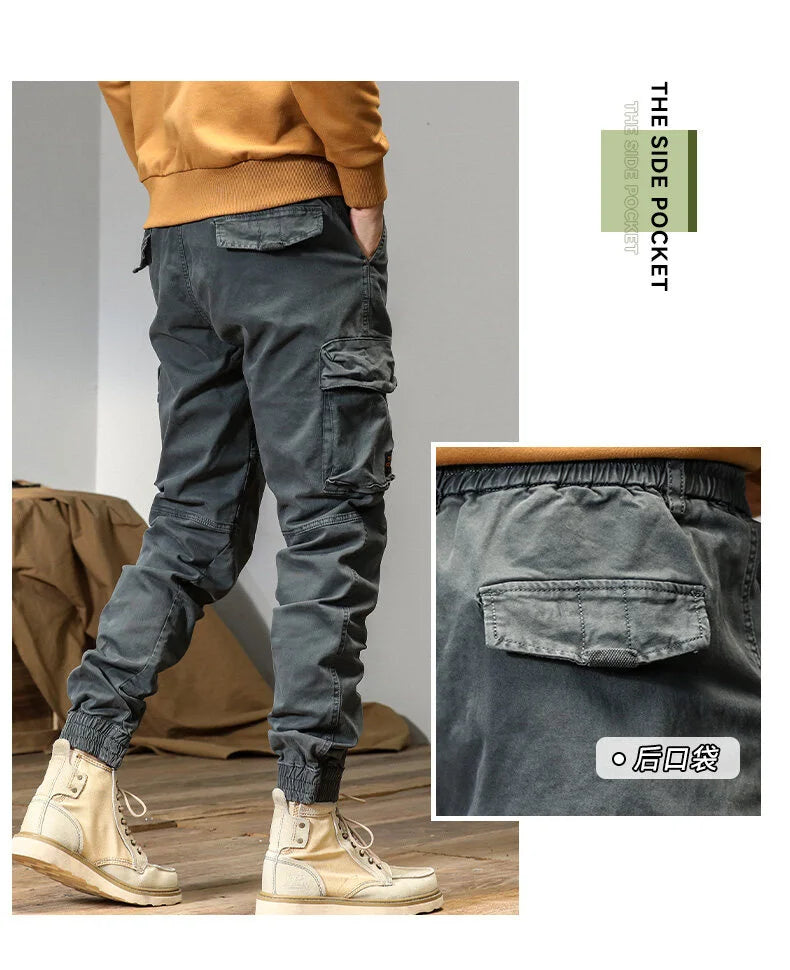 CAAYU Joggers Cargo Pants Mens Casual Y2k Multi-Pocket Male Trousers Sweatpants Streetwear Techwear Military Green Track Pants