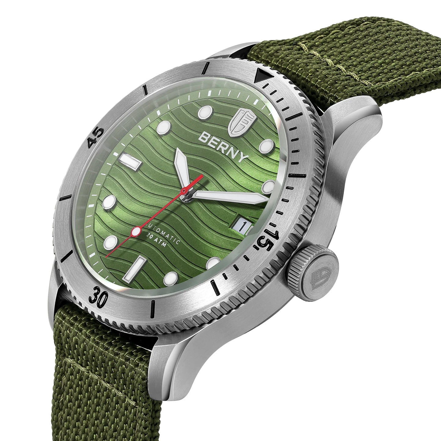 BERNY Top Automatic Diver Watch for Men PT5000 Movement 20ATM Waterproof Luminous Sapphire Lens Sport Swimming Diving Watch Men