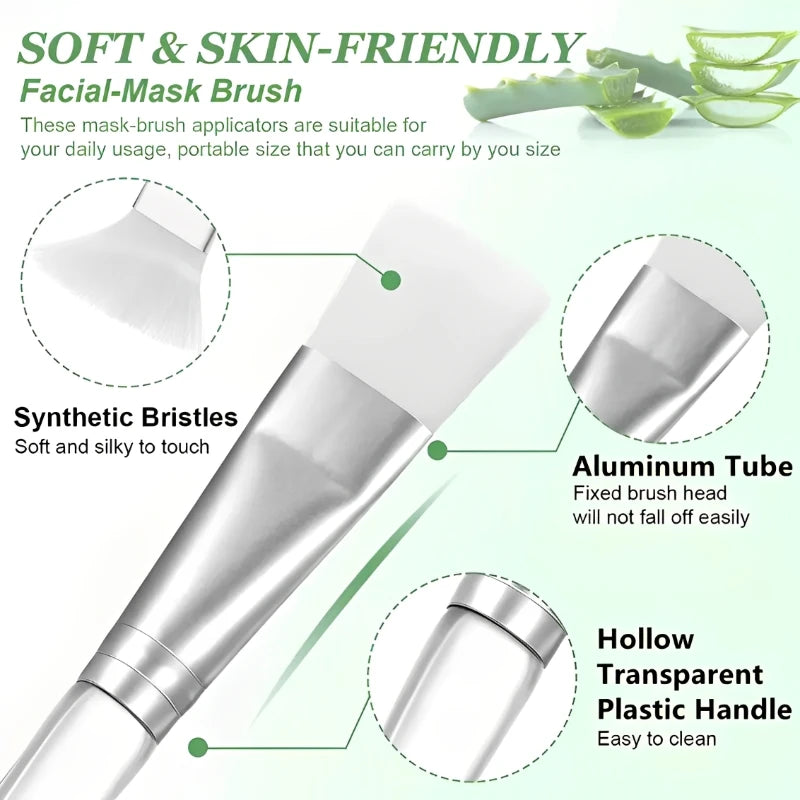 12/6/2pcs Facial Mask Brushes Set Face-Mask Applicator Soft Facial Application Brush with Clear Plastic Handle for Skin Care
