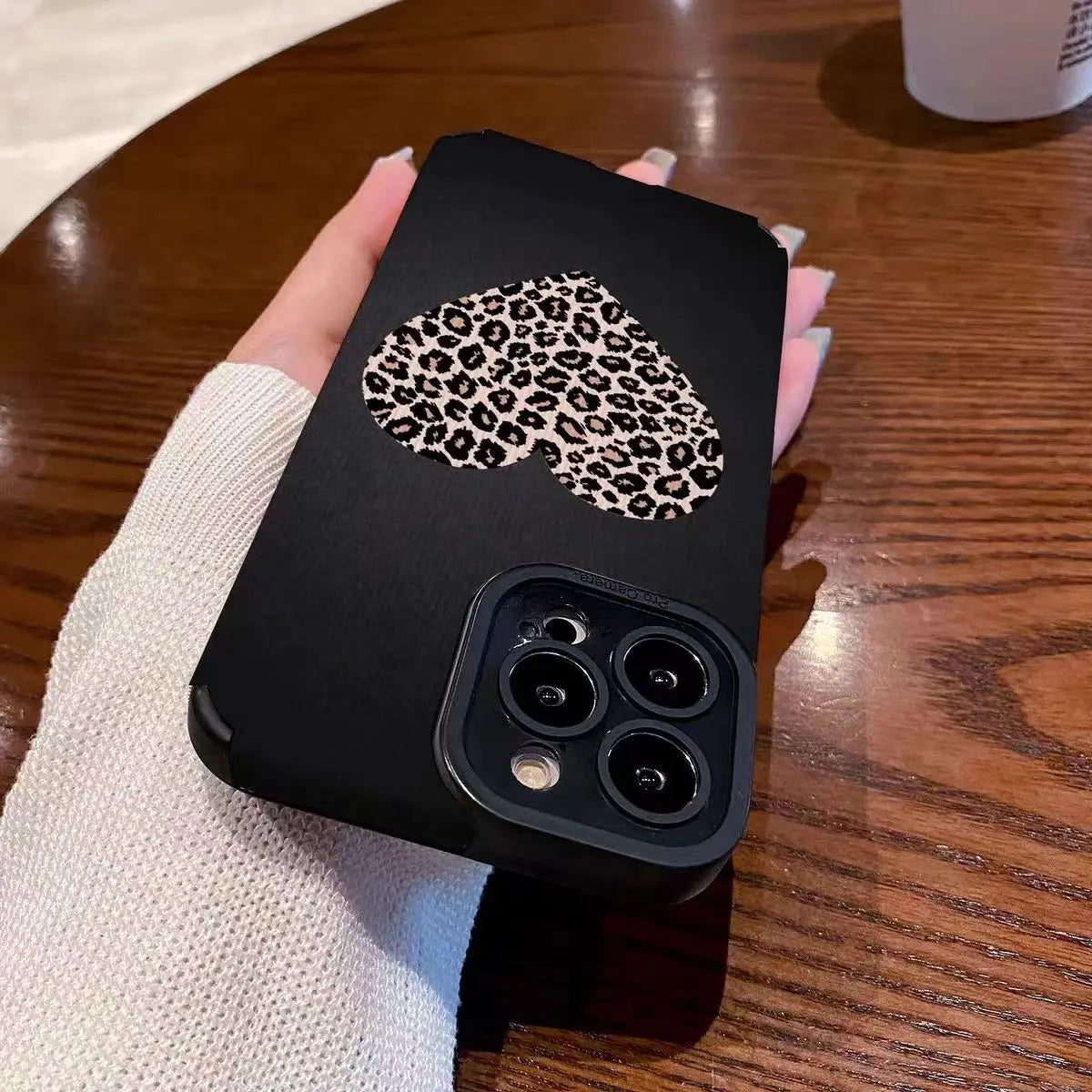 Fashion Soft Phone Cases For iPhone 13 12 MINI 11 14 15 16 Pro Max XS Max XR 7 8 Plus Leopard Pattern Silicone Case Back Cover