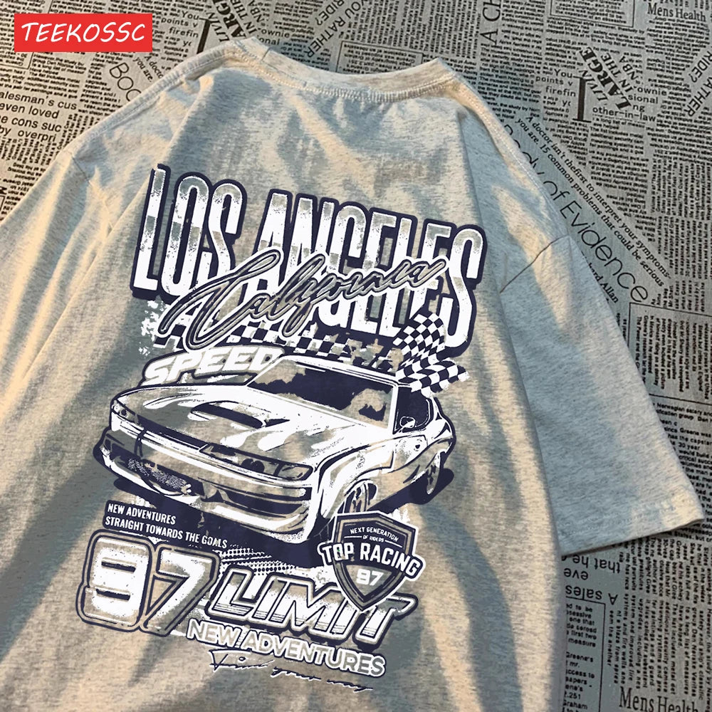 Cool Racing Cars Printed Short Sleeve Breathable Fashion T Shirts Breathable Streetwear Clothing Everyday Cartoon T-Shirt