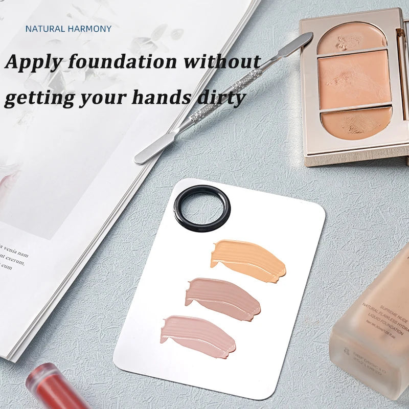 Makeup Mixing Palette Foundation Lipstick Eye Shadow Stainless Steel Mixer Palette with Spatula Mixing Stick Beauty Tools Nail-A