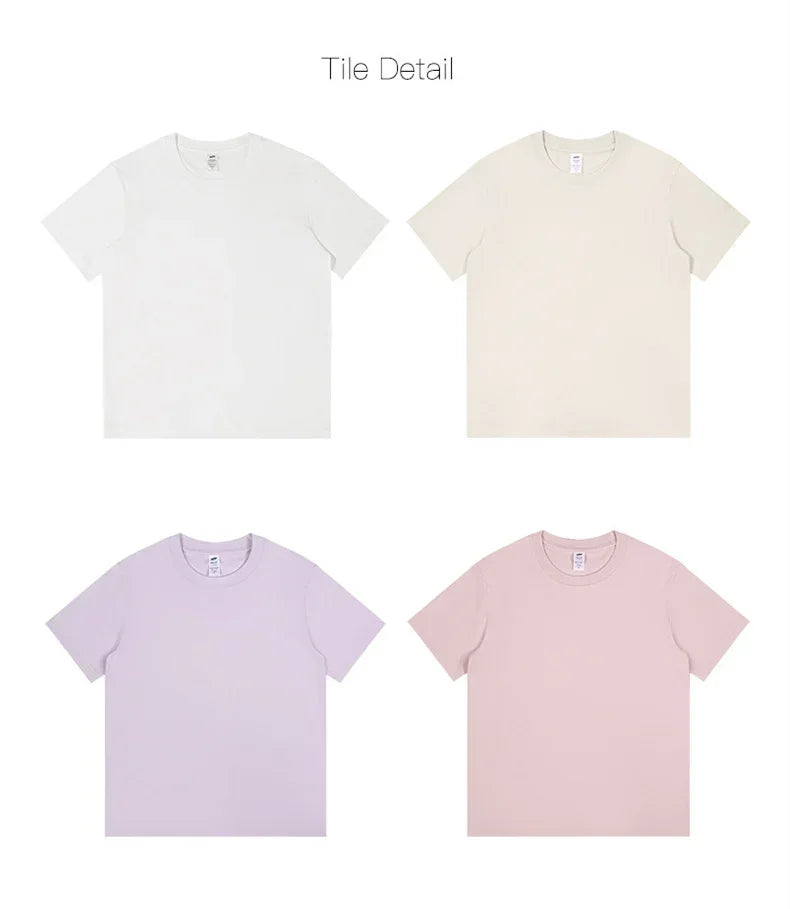 Men's 230g Heavy Cotton Short-sleeved T-shirt Men Pure Cotton Loose Solid Color Bottoming Shirt Trendy Man T-shirt Tops Clothes