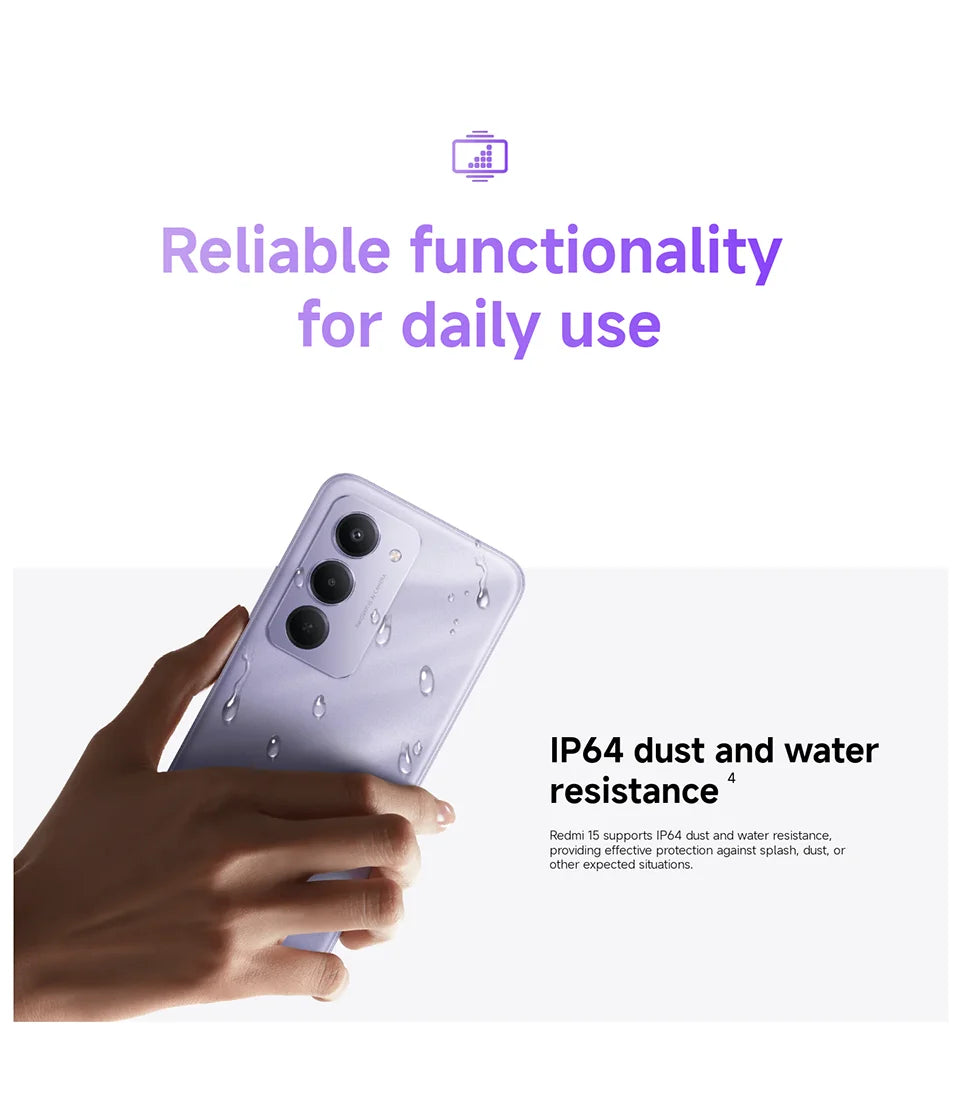 Xiaomi Redmi 15 Smartphone Global Version Snapdragon 685 128GB / 256GB ROM 6.9" FHD+ DotDisplay 50MP Camera 7000mAh IP64