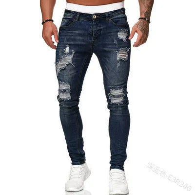 2024 Men Jeans Solid Pockets Stretch Denim Straight Pants Spring Summer Business Casual Trousers Daily Streetwear Men's Clothing