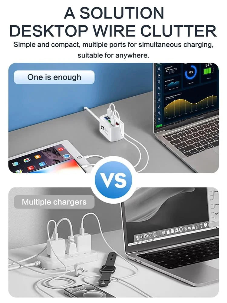 6 USB Charger Power Strip Universal Fast Charging EU/US Plug Phone Charger Adapter Electric Socket Extension Cable Table Socket
