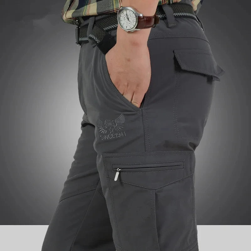 Men's Winter Fleece Tactical Pants Warm Cargo Pant Hunting SoftShell Work Trousers Shark Skin Thick Warm Waterproof Pants M-4XL