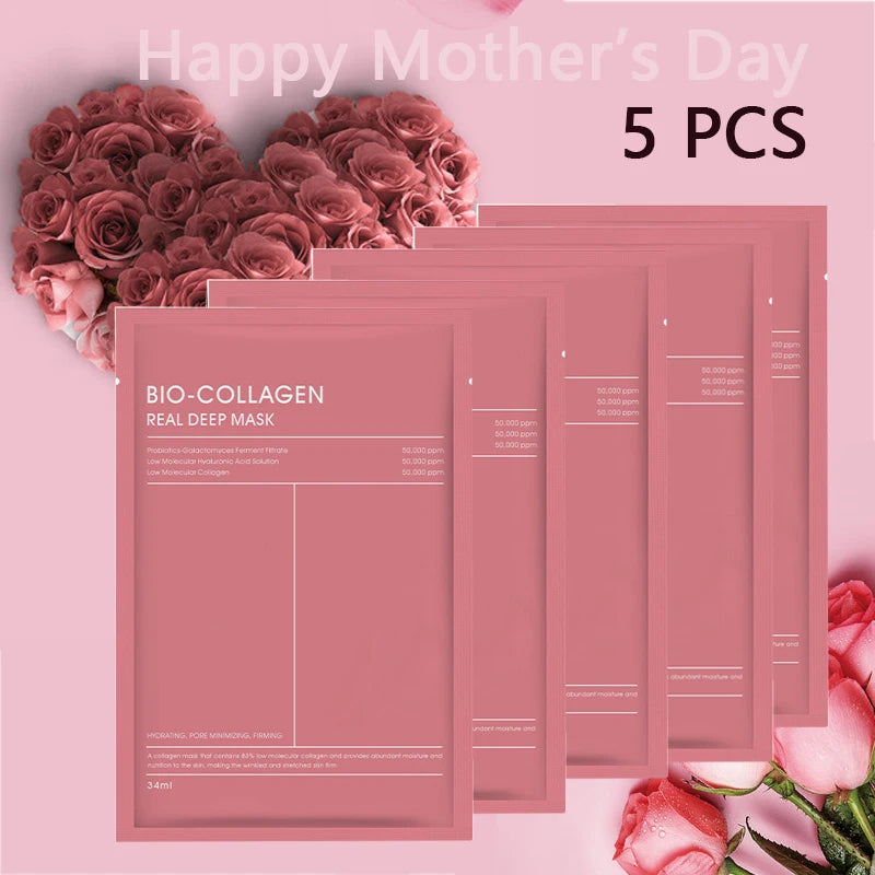 5pcs Collagen Sleeping Mask Set Hydrating Moisturizing Whitening Translucent Thin Smooth Tender Skin Nighttime Facial Care