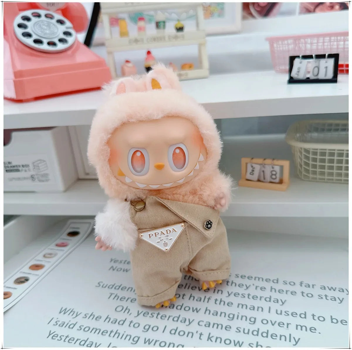 Para 15-17cm Labubu V1 V2 Idol muñeca traje sombrero monos ropa regalo Mini ropa de muñeca de peluche accesorios de atuendo