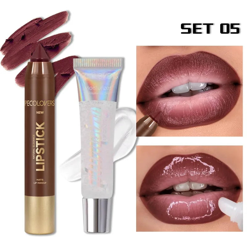 Lipstick Suit, Lip Liner with Lip Gloss, Depicting The Contour of The Lips, Moisturizing The Lips, Charming Lips