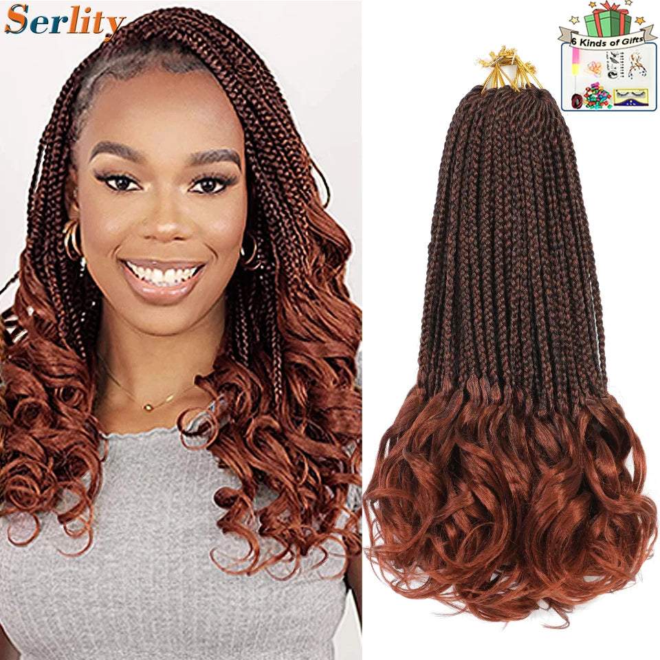 French Curl Crochet Braids 14 Inch Kid-Friendly Goddess Box Braids with Bouncy Curly Ends French Curls Braiding Hair for Women