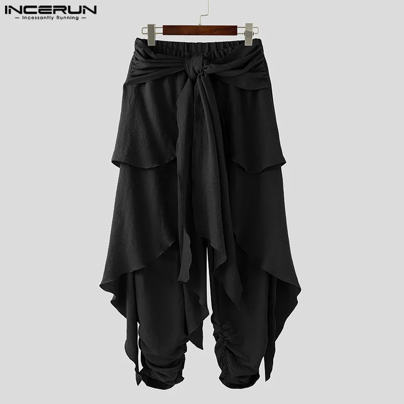 Fashion INCERUN Summer Spring Men Casual Pants Harem Pant Pleated Long Trousers Streetwear Oversize Men's Clothing S-5XL