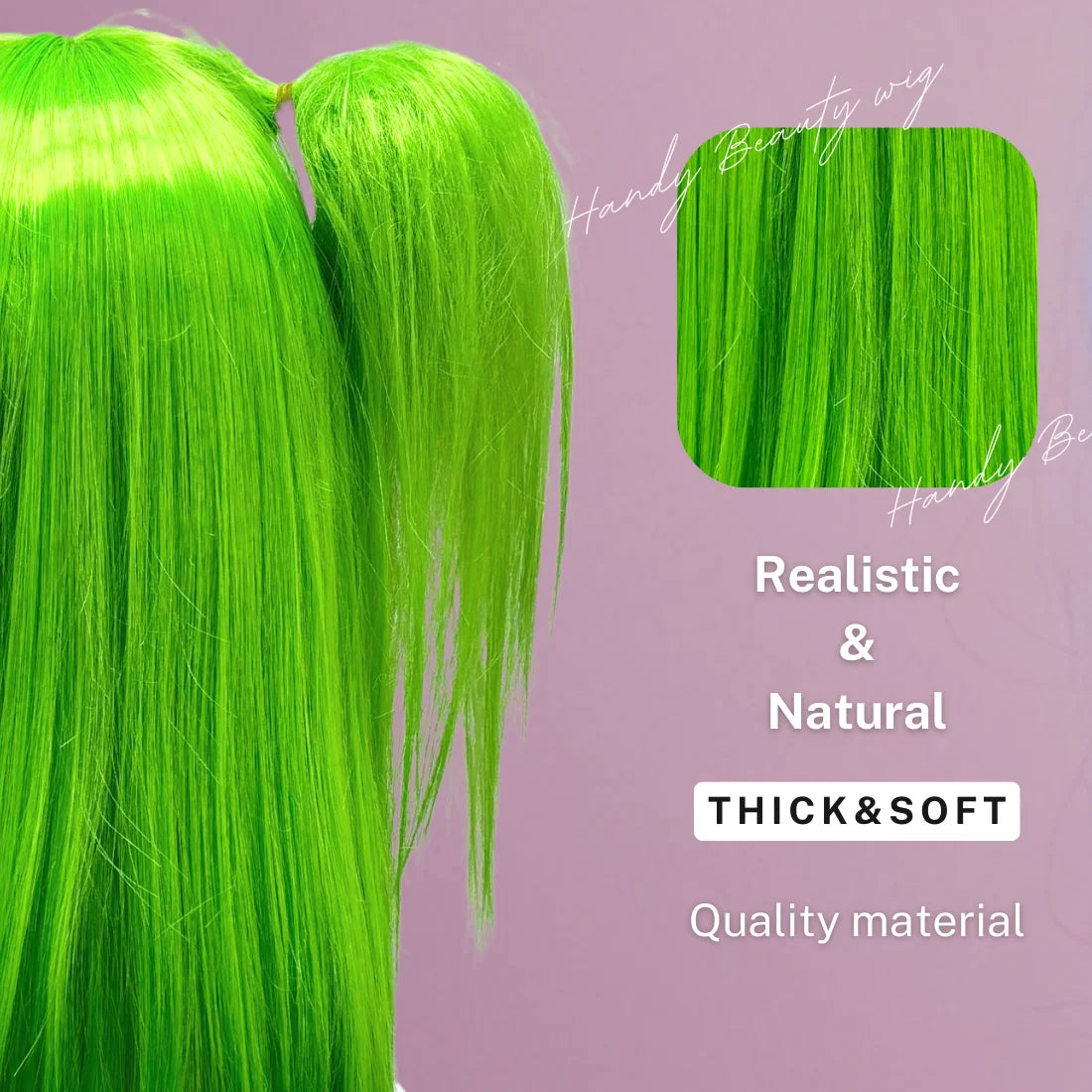 Anxin Long Green Straight Party Double Ponytail Wig