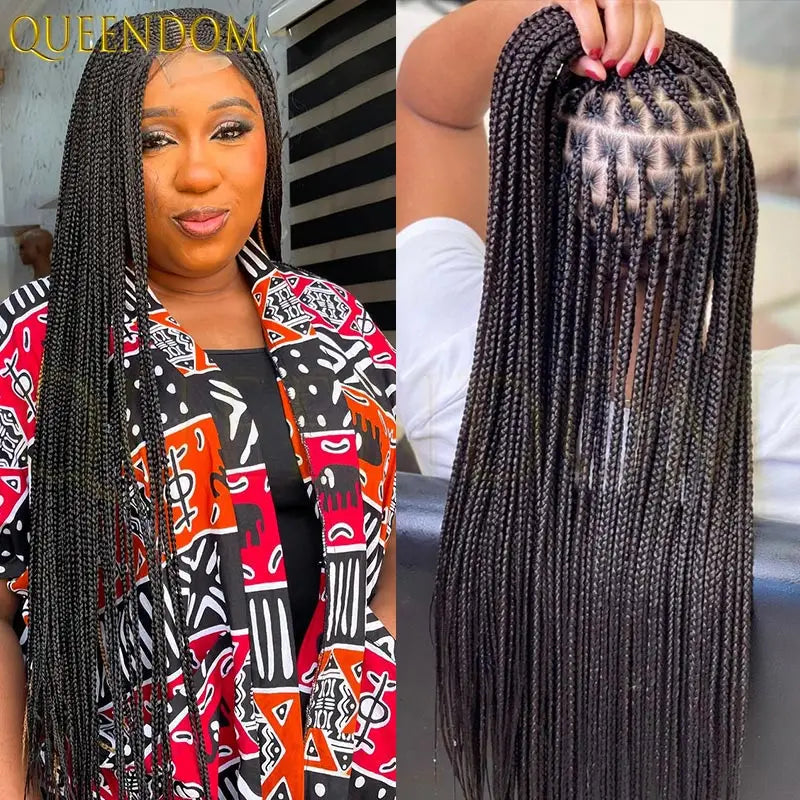 36'' Blonde Synthetic Long Cornrows Box Braided Full Lace Front Wig for Black Women Straight Lace Front Braiding Hair Wig