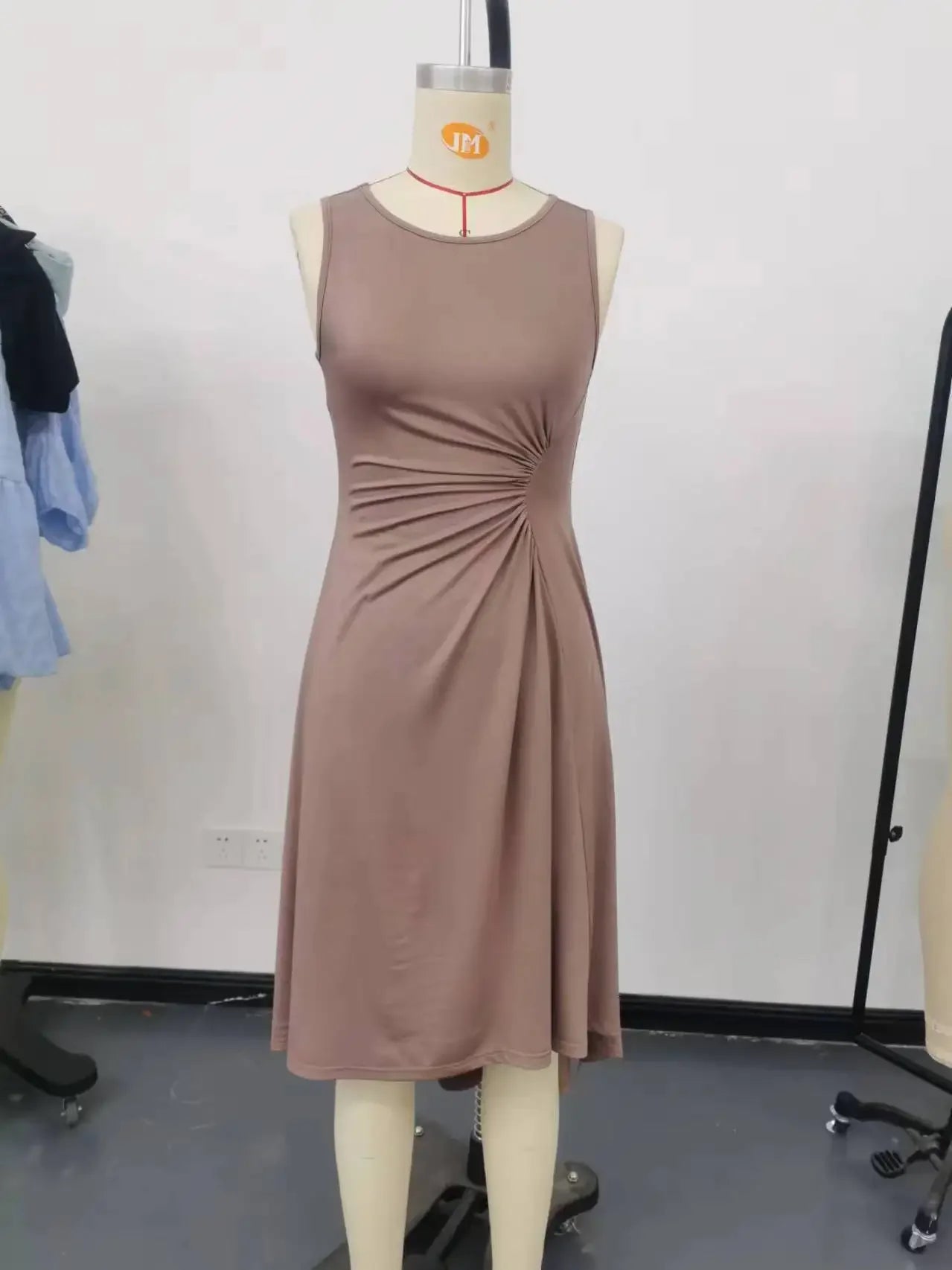 Summer New Women's Dress Fashion Sexy Slim Sleeveless A-line Dress Elegant Simple Office Red Korean Midi Dress For Female Party