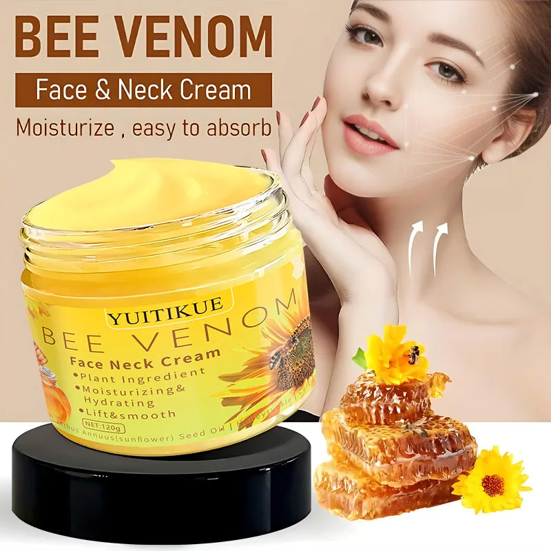 YUITIKUE Bee Venom Face & Neck Cream 120g - Plant-Based Formula, Moisturizing & Lifting, Fast Absorption, Day & Night Care