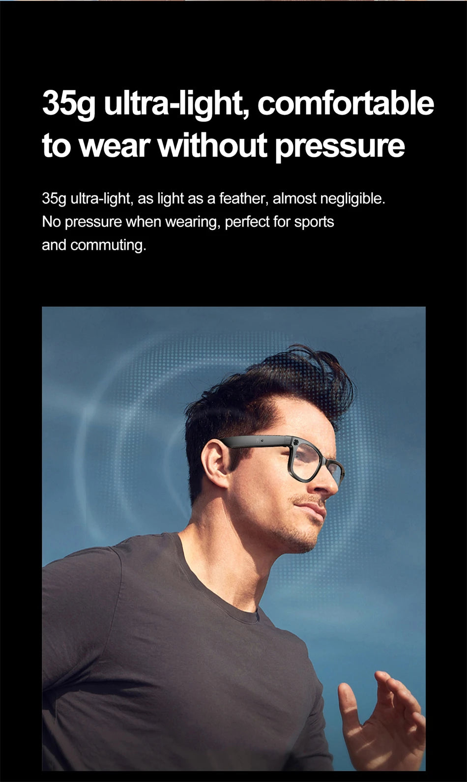 AI Smart Glasses with HD Camera for Photos Videos Hands-Free Vlog Recording Camera Glasses Audio for Driving Outdoor Sunglasses