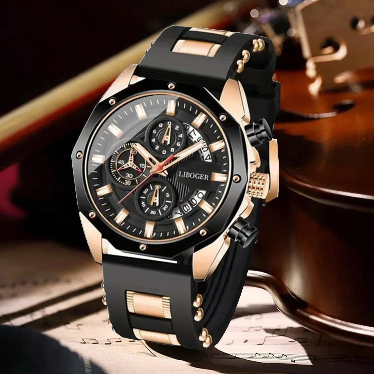 Fashionable And Popular Men'S Business Silicone Sports Watch, High-End Automatic Calendar Large Dial Quartz Wristwatch for Men.
