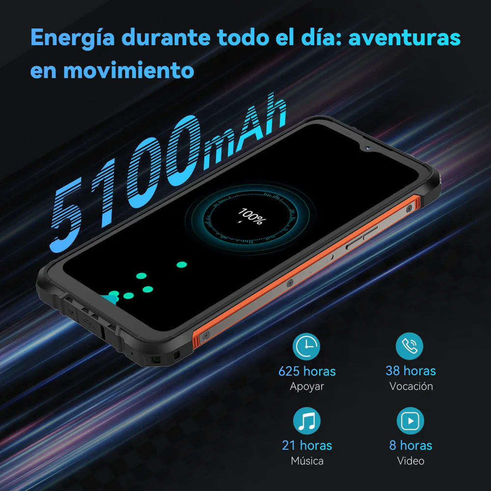 Cubot Kingkong Ace 2, Ultra-Thin and Robust Smartphone with Android 14, 16 Gb Ram (6 Gb + 10 Gb Expandable), 128 Gb Rom, 6.56 Inch and 90 Hz Screen, Nfc, 5100 Mah Battery, 4g Cell Phone