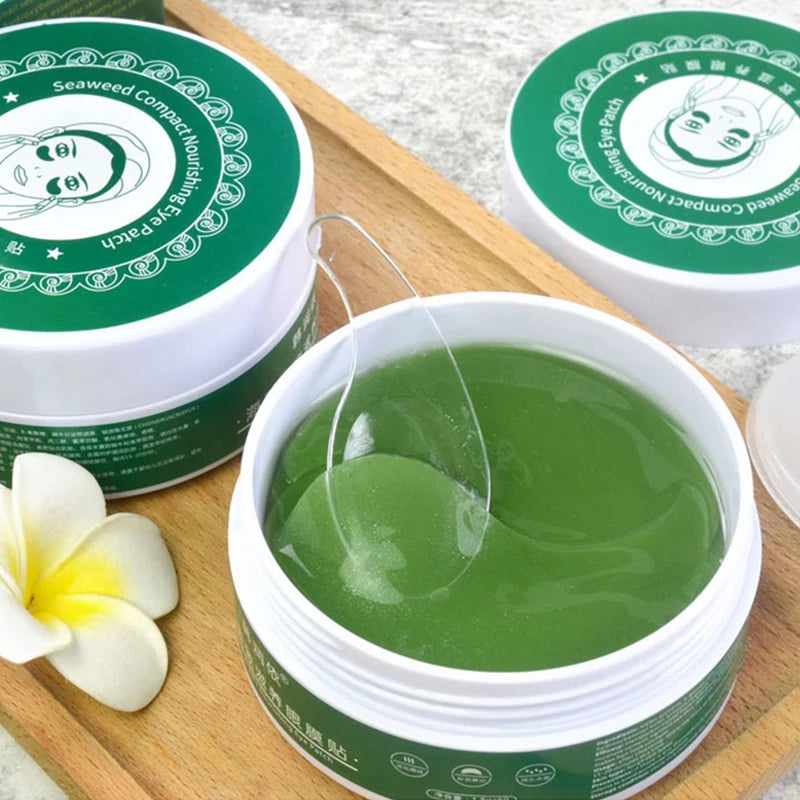 24K Gold Eye Patches Korean Collagen Firming Tender Eye Care Hydrogel Relax Seaweed Green Eyes Mask Moisturizing Hydrating