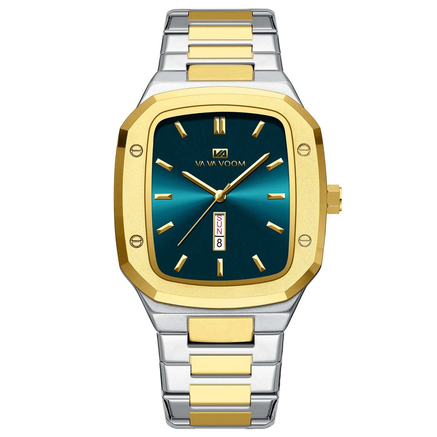 2025 New Men Watch Week Quartz Movement Square Stainless Steel Clock Gold Black Waterproof Luxury Brand Waterproof Sports Watch