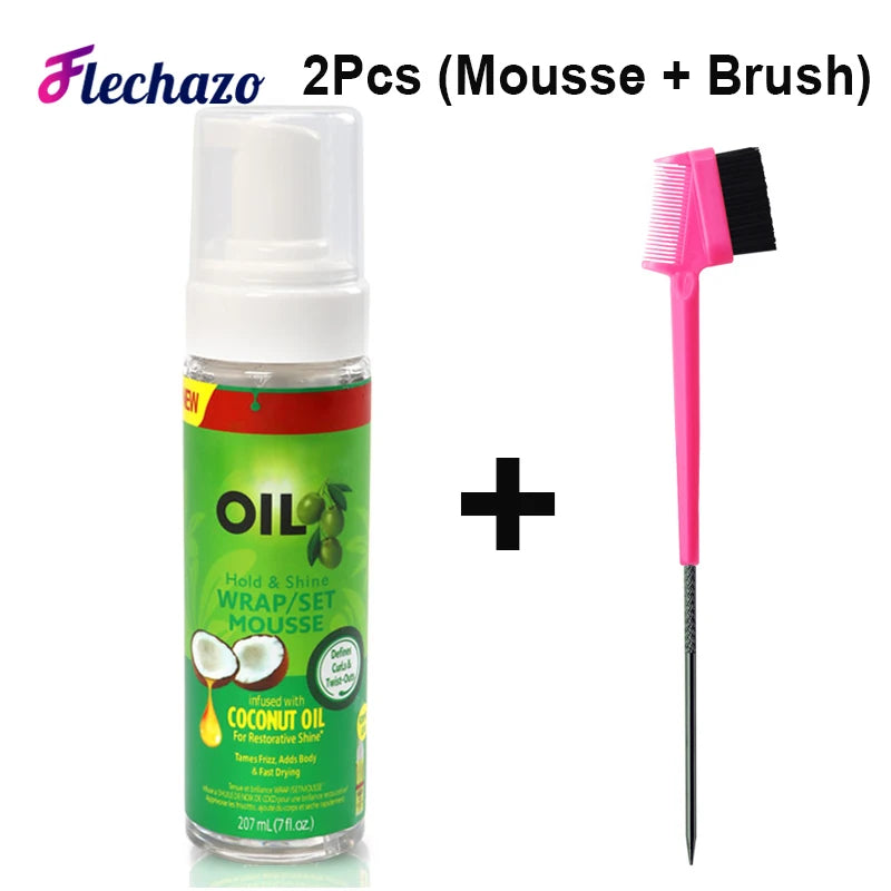 Wrap Foam Mousse With Brush Comb Olive Oil Foaming Mousse For Braids Curls Waves All Hairstyle Tames Frizz Mousse/Setting