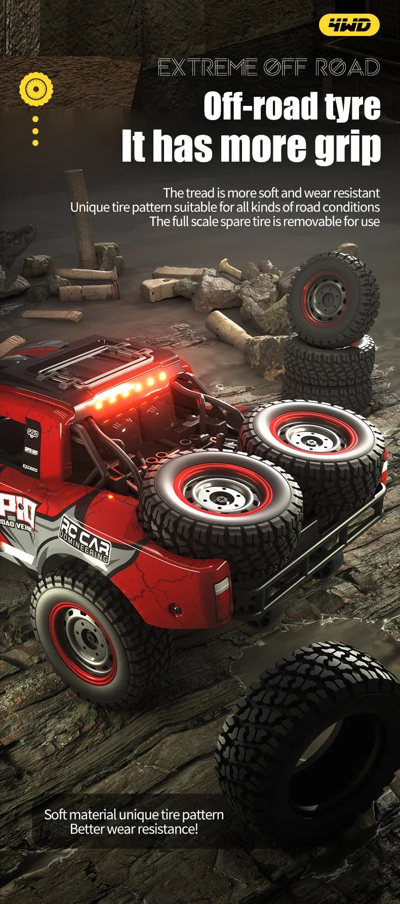 Rc Car Off Road 4x4 50km/h Or 75km/h High Speed Brushless Motor Monster Truck 1/16 Desert/Snow Racing Drift Cars Toys For Boys