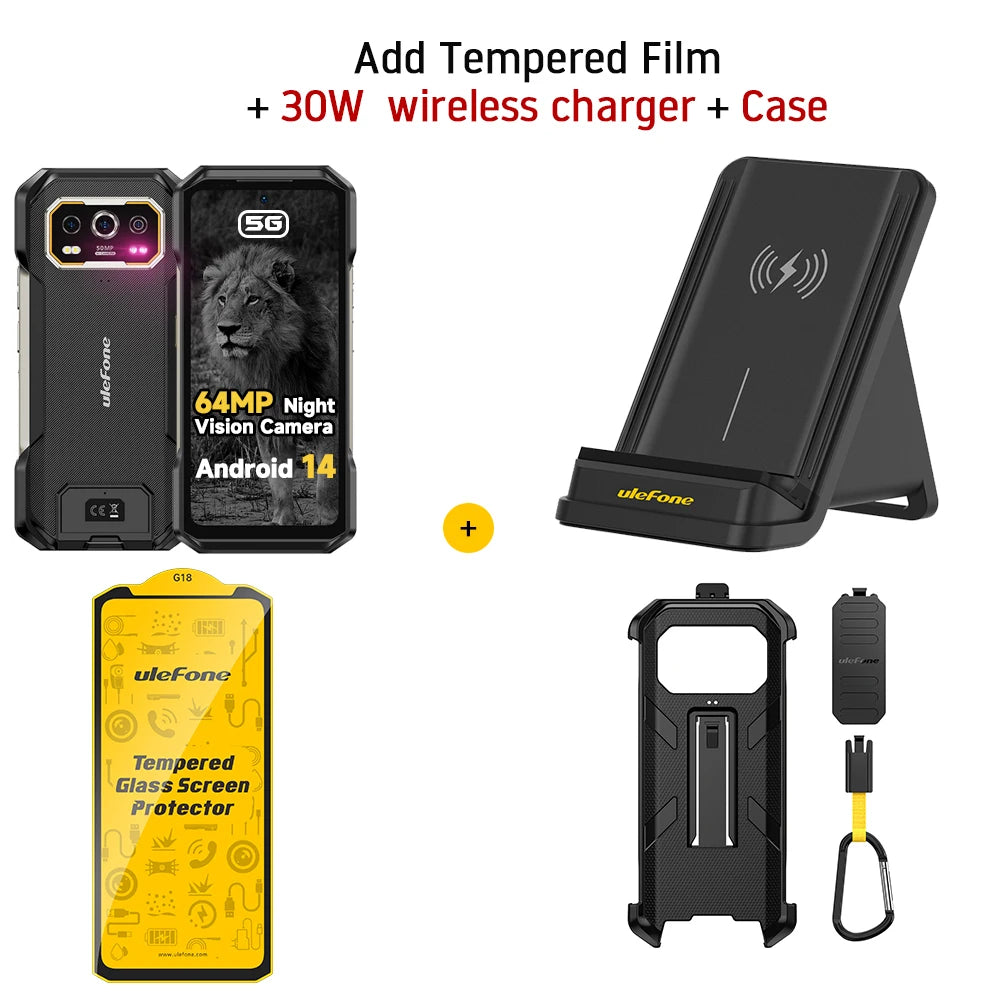 Ulefone Armor 27 Pro 5G Rugged Phone 10600mAh Smartphone 50MP Camera 64MP Night Android 14 Up to 24GB+256GB NFC Waterproof Phone