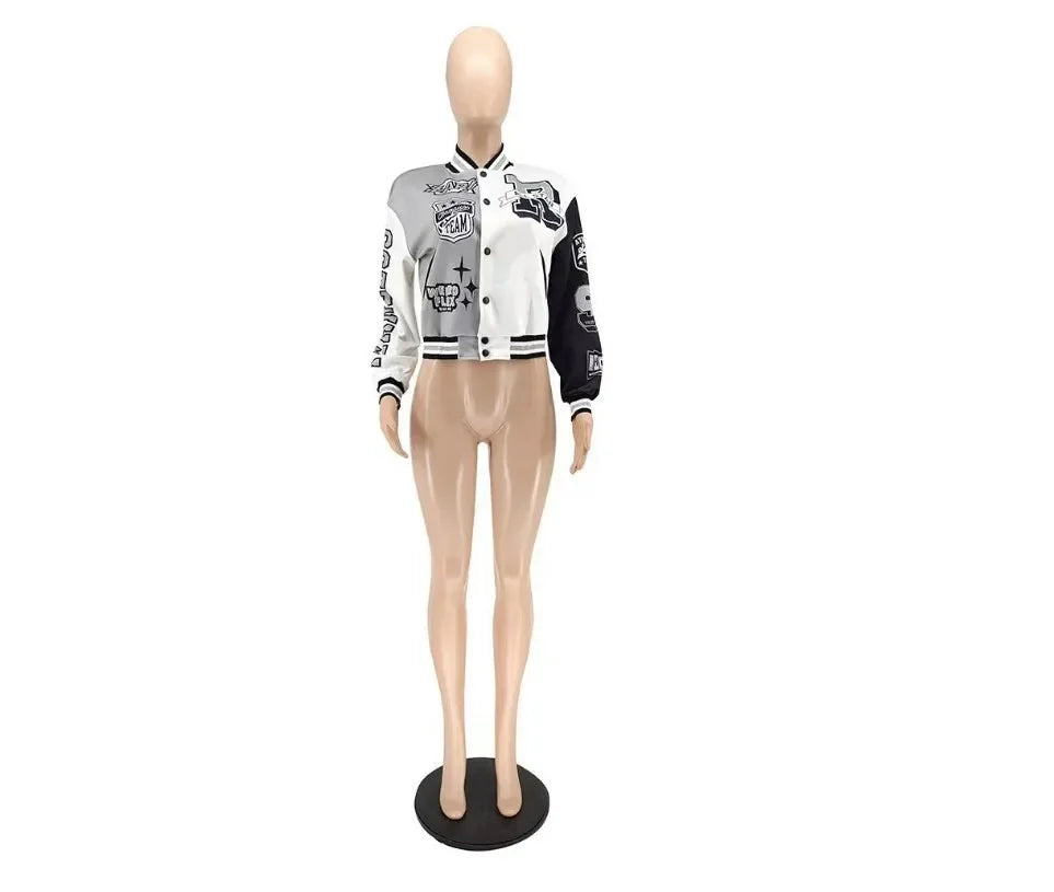 WB9121 Women's Screw Thread Ballpark Jacket Crew Neck Regular Fit Spring Autumn New Style Clothing From China Mainland