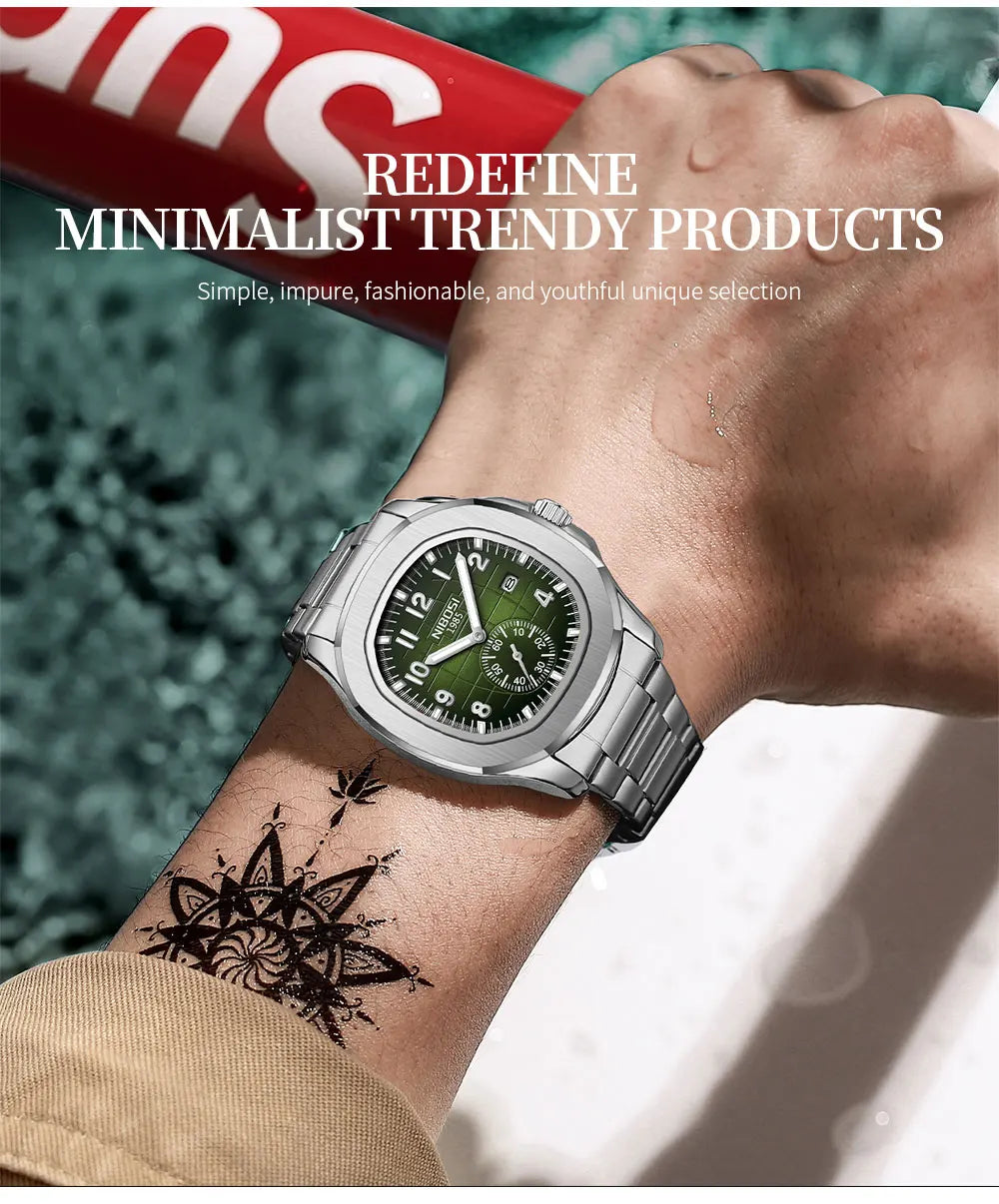 NIBOSI Brand Luxury Mens Watch Waterproof Luminous Digital Design Quartz Watch Casual Belt Date Watches For Men reloj hombre