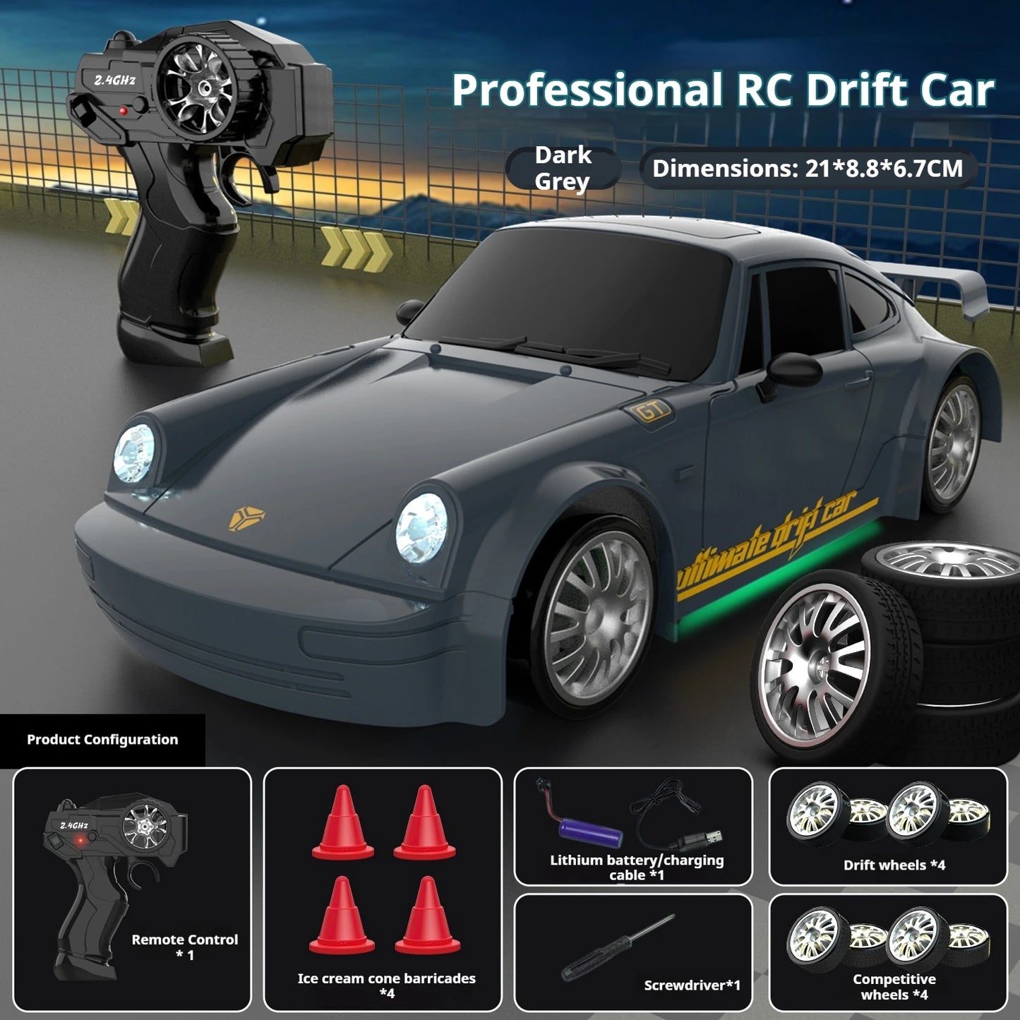RC Car 1/24 Scale Professional Drift Racing High Speed 4WD Simulation Model RTR Electric Toy Gift for Adults Kids In Stock