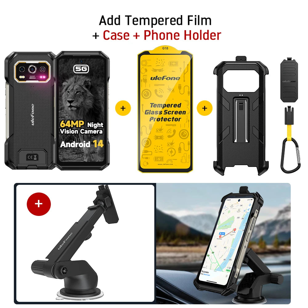 Ulefone Armor 27 Pro 5G Rugged Phone 10600mAh Smartphone 50MP Camera 64MP Night Android 14 Up to 24GB+256GB NFC Waterproof Phone