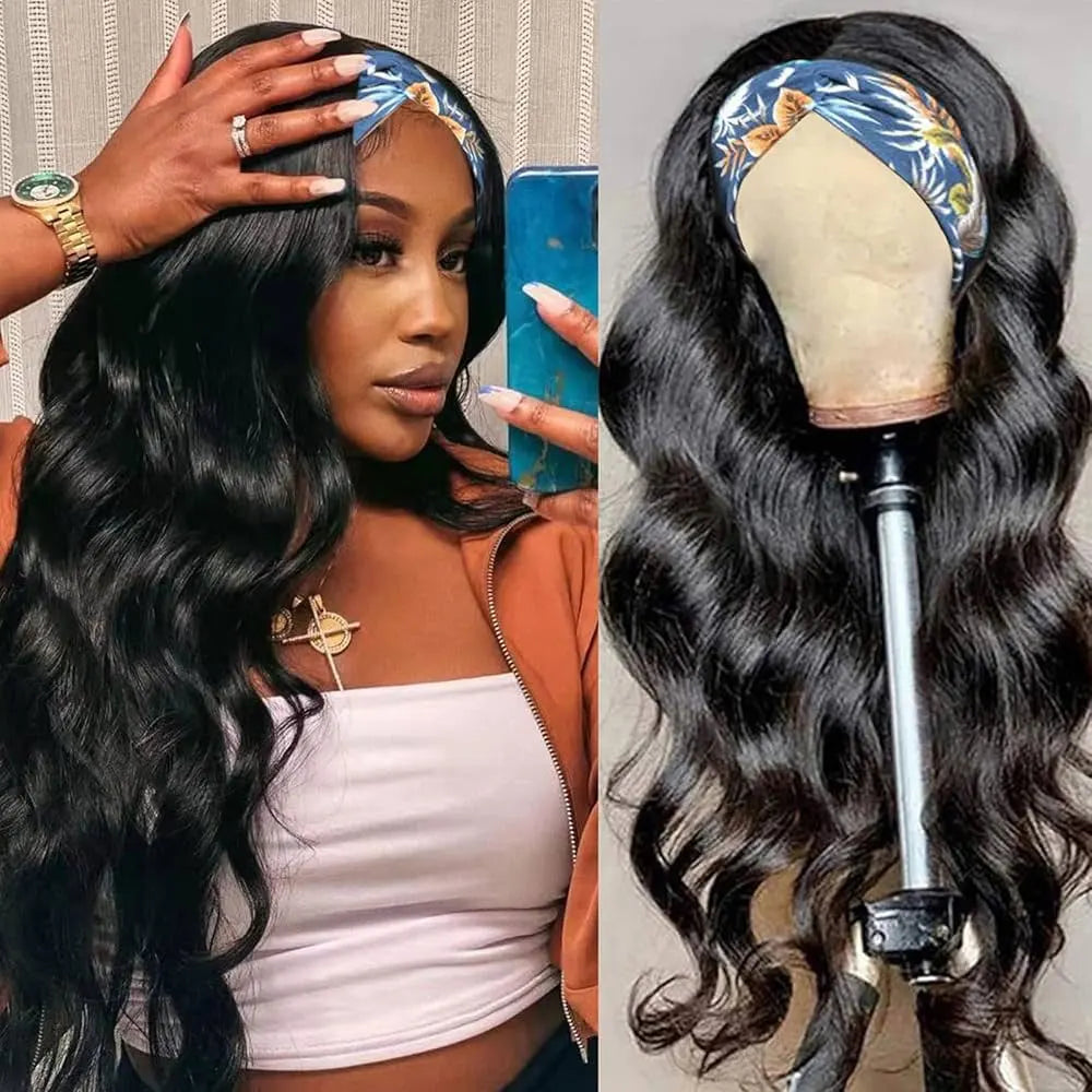 Headband Wig Human Hair Deep Wave Wig 250% Straight Body Wave Human Hair Wigs Half Kinky Cury Wig Brazilian Ready To Wear Wig
