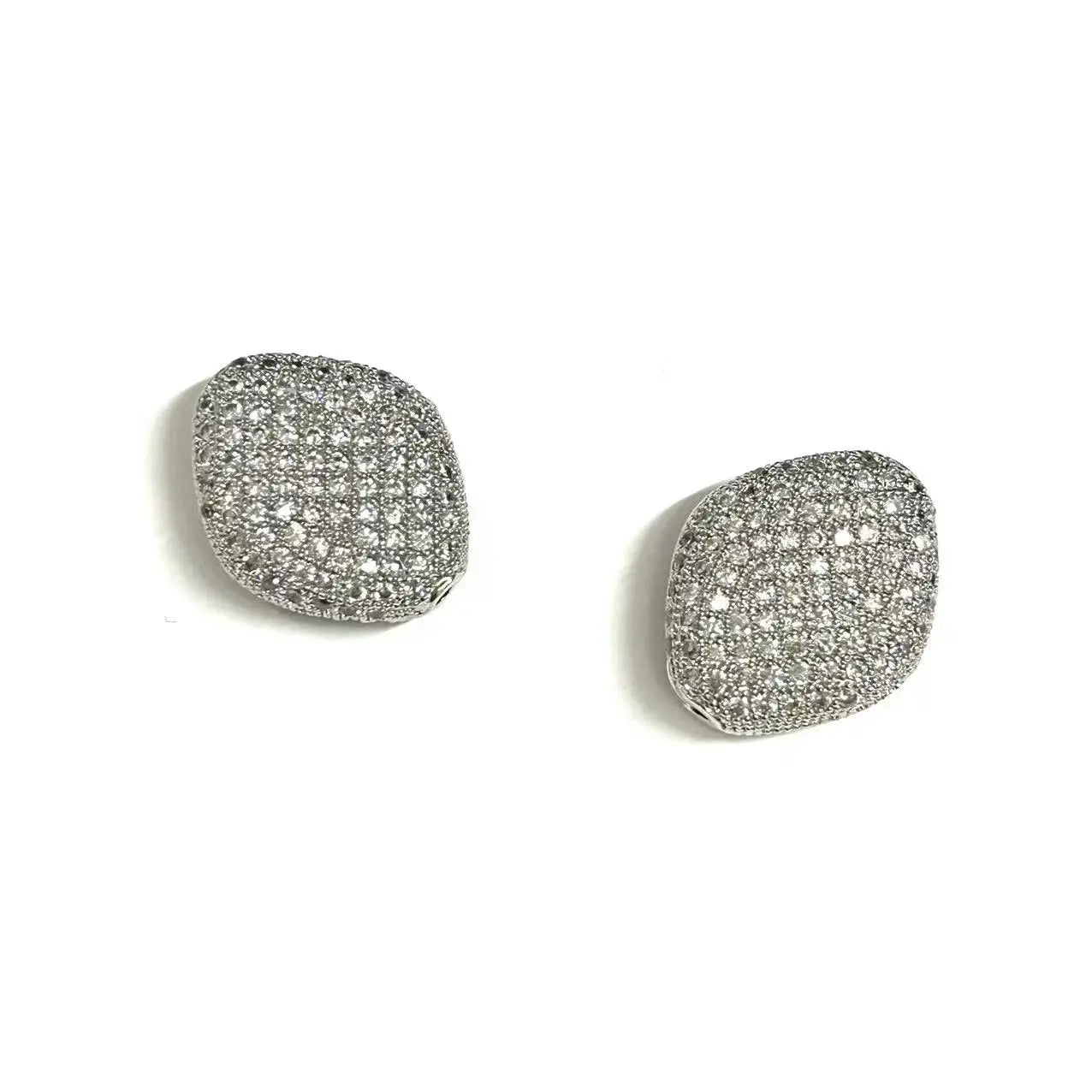 3Pcs/Lot Spacer Rhombus Beads Zirconia Paved Jewelry Finding Accessory 19x15.5x5mm