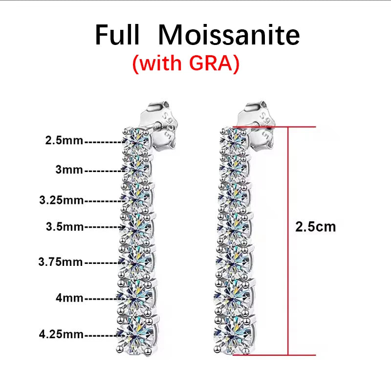 BXINY 2.8CT Full Moissanite Drop Earrings S925 Silver D Color Lab Diamonds Tassel Dangle Earring for Women Wedding Gifts Jewelry