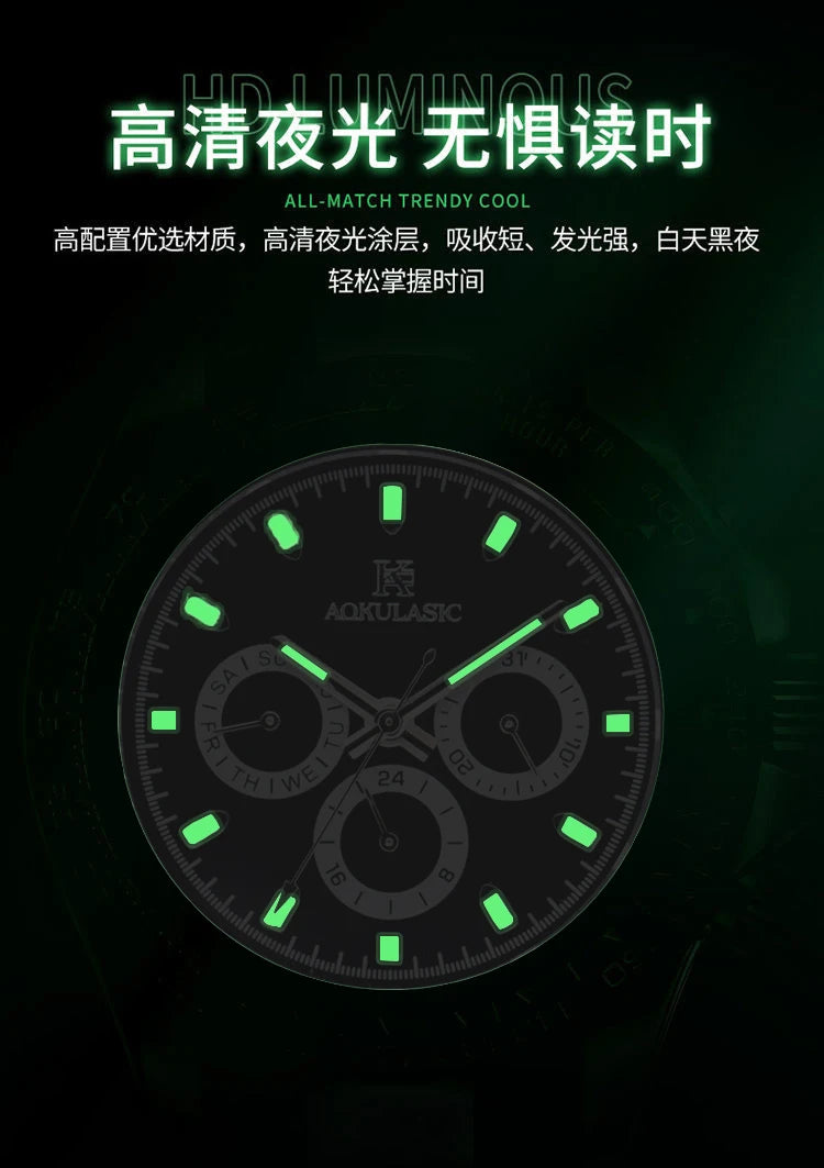 AOKULASIC Top Brand Fashion Men Wristwatch Automatic Mechanical Watches Day Display Reckon By Time Luminous Waterproof Watch