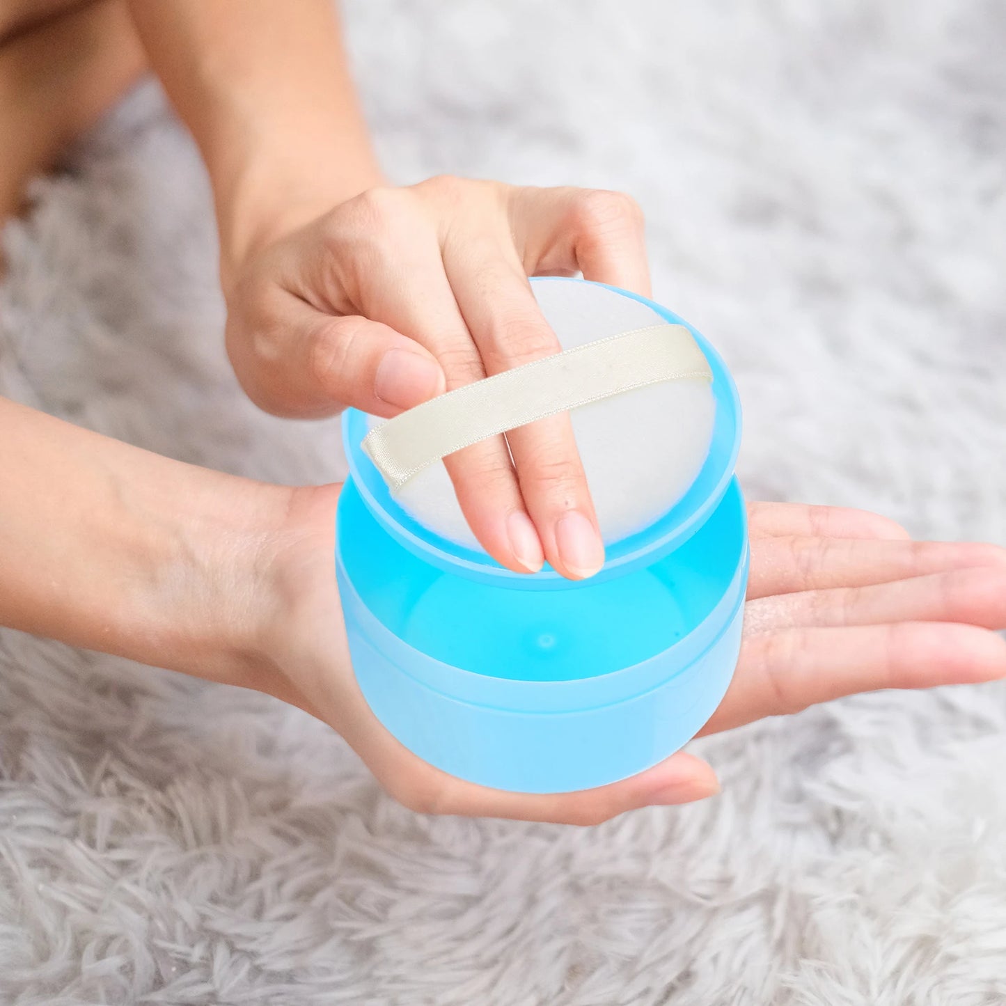 Portable Powder Box Cans Talc Talcum Skincare Baby Toiletries Puff Container Infants Skin Care Powder Box for Home Daily Use