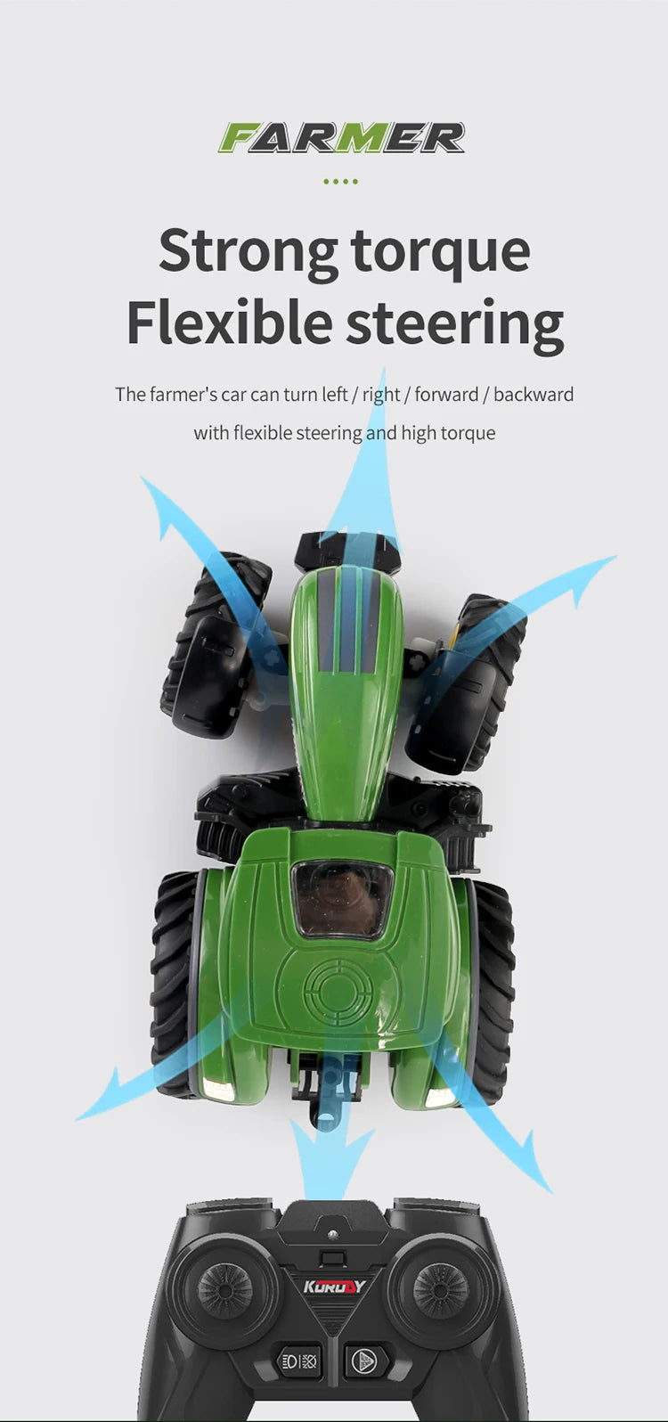 RC Farm Tractors Car 1/24 Radio Controlled Cars and Trucks 2.4G with Light Simulated Engineering Truck Model Toys for Children