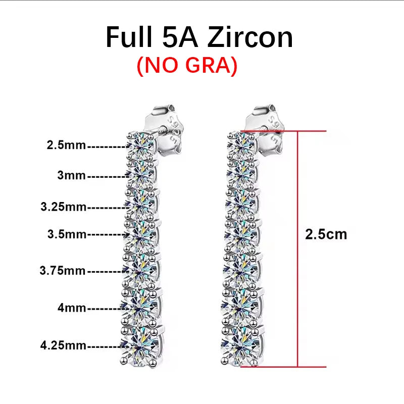 BXINY 2.8CT Full Moissanite Drop Earrings S925 Silver D Color Lab Diamonds Tassel Dangle Earring for Women Wedding Gifts Jewelry