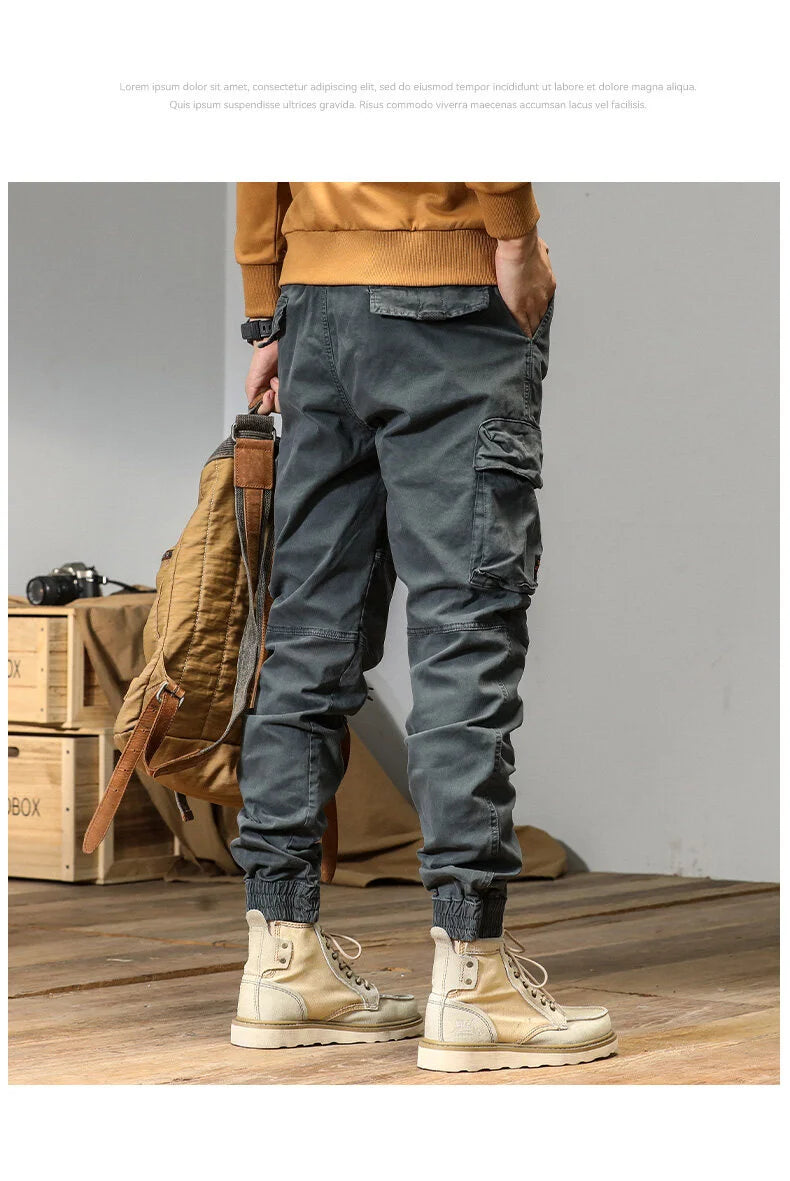 CAAYU Joggers Cargo Pants Mens Casual Y2k Multi-Pocket Male Trousers Sweatpants Streetwear Techwear Military Green Track Pants
