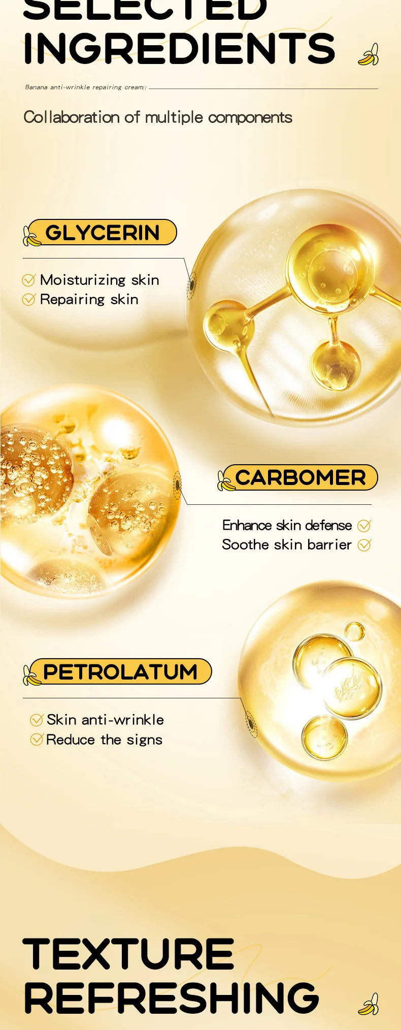 SADOER Banana Skin Brightening Cream Skincare Moisturizing Facial Creams Hydrating Face Cream Beauty Skin Care Products