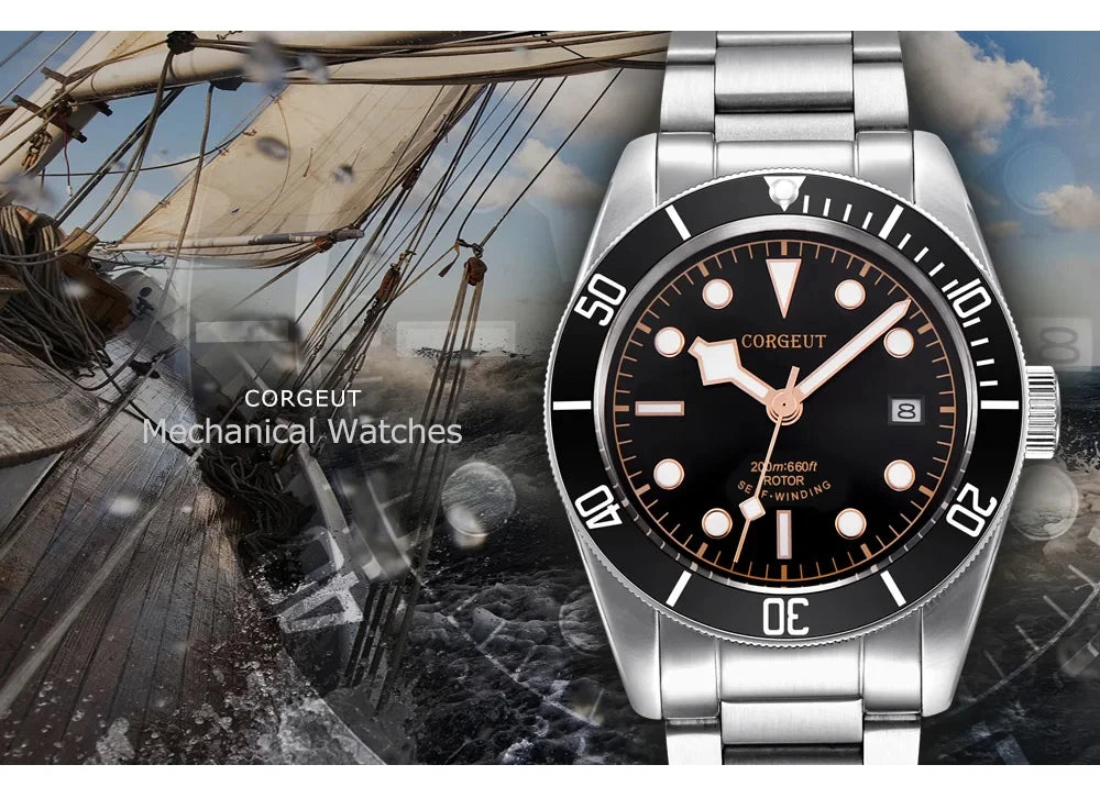 Custom Logo Diy NH35 Movement 1612 Luxury 41mm Biwan Business Men Watches Automatic Mechanical Date Diving Waterproof Glow Watch