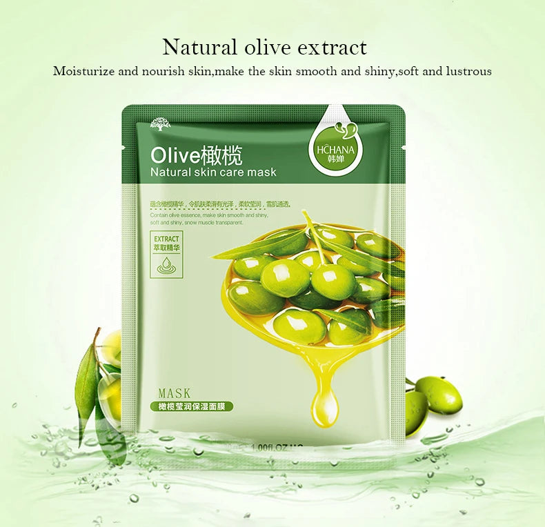 10pcs Natural Plant Facial Mask Moisturizing Oil Control Anti-Aging Fruit Aloe Korean Sheet Face Mask Beauty Skin Care Prodcuts