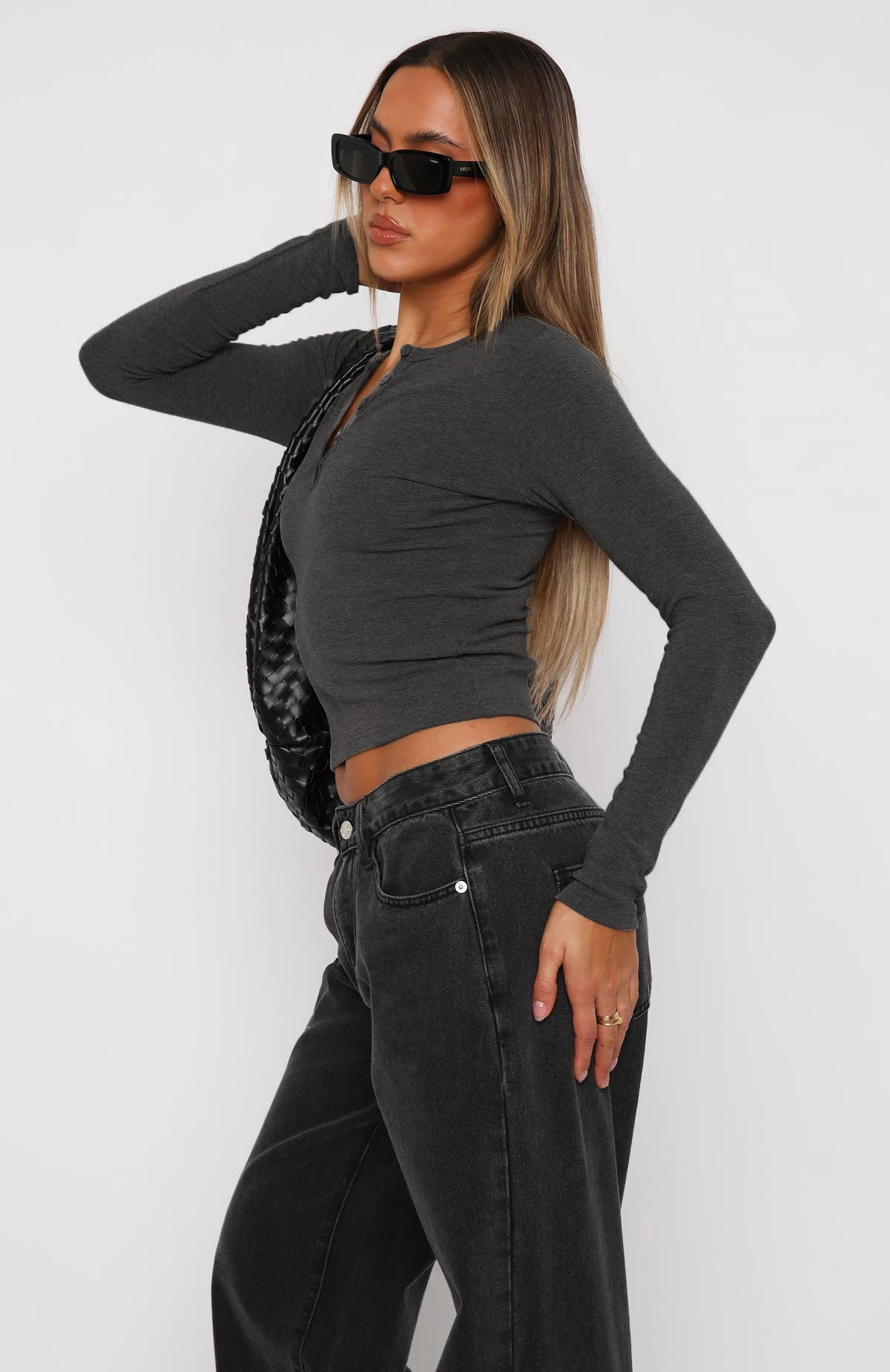 Womens V Neck Button Down Henley T Shirts Y2K Slim Fit Long Sleeve Crop Tops Basic Casual Going Out Tee Shirts