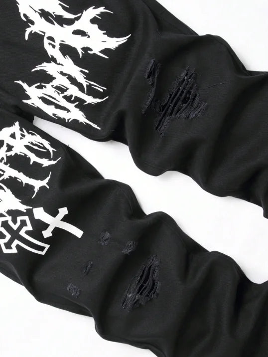 Men's street paint printed jeans and jeans