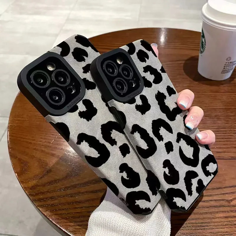 Fashion Soft Phone Cases For iPhone 13 12 MINI 11 14 15 16 Pro Max XS Max XR 7 8 Plus Leopard Pattern Silicone Case Back Cover