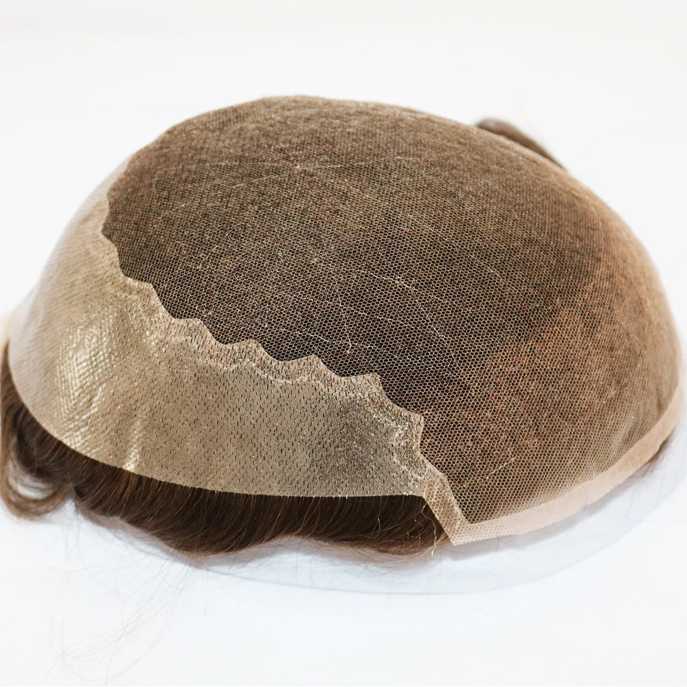 Q6 Swiss Lace Front&Pu Natural Hairline 1B40 1B65 Gray Black Men Toupee 24mm Curly Male Wigs Ash Blonde Human Hair Prosthesi