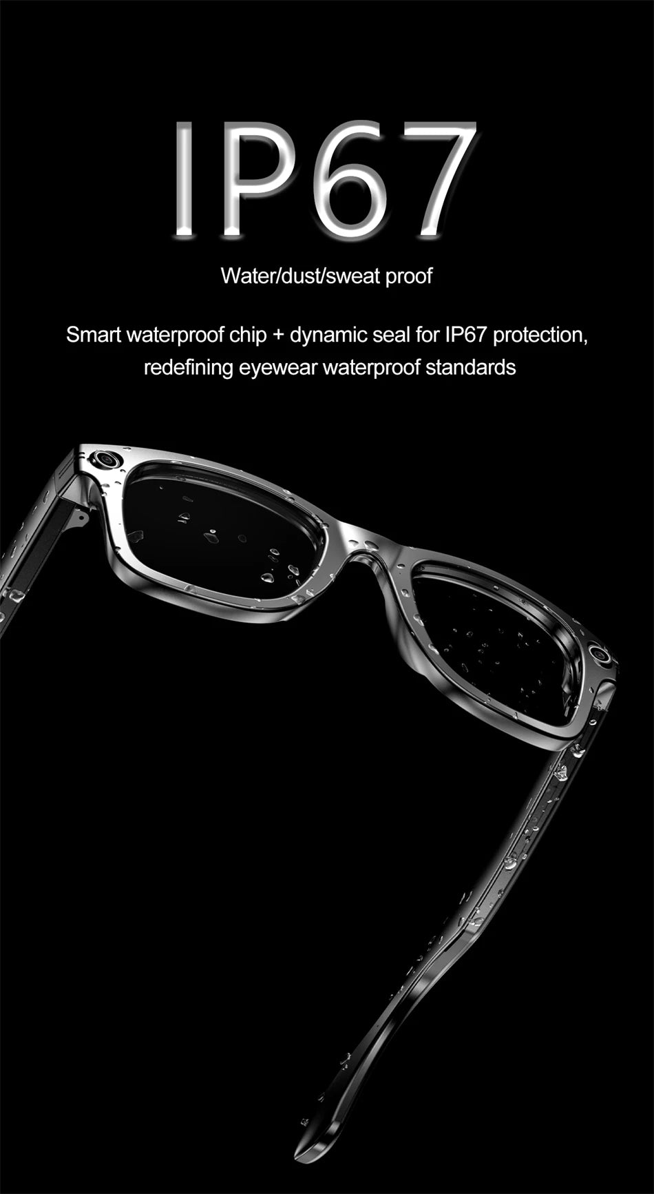 AI Smart Glasses with HD Camera for Photos Videos Hands-Free Vlog Recording Camera Glasses Audio for Driving Outdoor Sunglasses